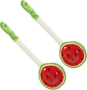 SOLUSTRE 2Pcs Lovely Ceramic Spoons Long Handle Fruit Pattern Spoons Rice Serving for Home Kitchen Restaurant Use