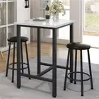 105cm High Square BarTable X-shape Stable Iron Frame Sintered Stone Coffee Table