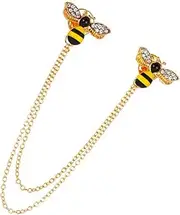 [WOFASHPURET] Bee Collar Pin Brooch Sparkly Rhinestone Lapel Pin for Women Men for Suits