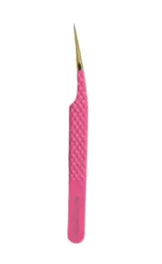 Professional Eyelash Extension Pink Tweezers for Volume Lashes Russian Tweezers