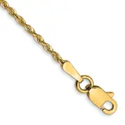 14k Yellow Gold 7 inch 1.5mm Extra Light Diamond-cut Rope with Lobster Clasp Chain