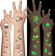 Luminous Christmas Temporary Tattoos for Kids, 10 Sheets Glow in the Dark Christmas Party Supplies Favors, Glow Tattoos Stickers for Boys and Girls, Christmas Holiday Stocking Stuffers Gifts for Kids