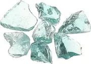 uxcell Fire Glass for Fire Pit, 3-5cm(1-1/5"to 2") High Luster Reflective Glass Rocks for Natural or Propane Fireplace, Safe for Outdoors and Indoors Fire Pit Glass, Light Blue, 400g/14oz