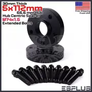 [2] 30mm Thick Audi 5x112mm CB 66.6 Wheel Spacer Kit 14x1.5 Ext Bolts Included (for: Audi)