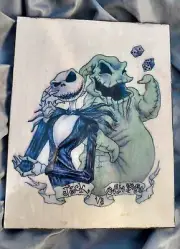 Jack and Oogie Boogie Fan Art Wooden Wall Hanging