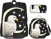 [Torong] White Head Sculpture Sketch Lightweight Waterproof Backpack Set Of 3 With Lunch Bag Pencil Case For Office School Travel, Black, One Size