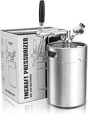 TMCRAFT 170oz Mini Keg Growler, Pressurized Stainless Steel Home Keg Kit System with Adjustable Faucet Keeps Fresh and Carbonation for Homebrew, Craft and Draft Beer