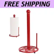 Elegant Rustic Cast Iron Paper Towel Holder with Weighted Base & Floral Design