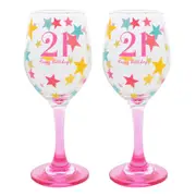2PK Gibson Gifts 21 Birthday Party Wine Glass Toasting Tumbler Drinkware Pink