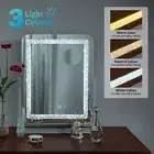 Vanity Tabletop Crystal Light Strip Touch LED Mirror Makeup Bluetooth 50x40cm