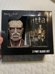 Attack on Titan And Black Butler Anime 2 Pint Glass Set New
