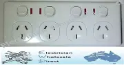 SLIM 4 WAY OUTLET QUAD DOUBLE POLE NEON GPO 4 Power Point Socket with 4 gang
