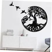 Tree of Life Metal Wall Art with 3Pcs Birds, 4Pcs Metal Wall 18In Black