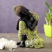 Tied Ribbons Buddha Statue Indoor | 9 Inch, Resin | Home Decor Living Room, Kitchen Table, Shelf, Patio Decor | Zen Garden for Desk, Yard Decorations, Feng Shui Décor | Valentines Day Decorations