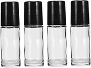 GANAZONO 4Pcs Portable Refillable Essential Oil Bottle Leak Black Transparent Roll Beads for Home Use Travel Perfume and Liquid Storage