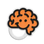 Fat Brain Toys Brain Teether - Orange - Textured Silicone Teether for Babies NEW