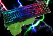 Mechanical Gaming LED Backlit Keyboard w/ adjustable Green Palm Rest Dust Proof