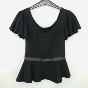 Diesel Blouse Small Womens Black Top Zip Back Rayon Designer Brand New RP £89.00