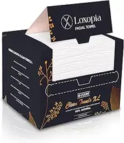 LOXOPIA Disposable Towels, Biodegradable Face Towel, Makeup Remover Dry wipes, Travel Towelettes, 10 x 12-Inch Ultimate Size, Premium Softness, Perfect for Sensitive Skin, 50-Count Pack