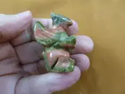 Y-GRI-562 Green unakite GRIFFIN gryphon gemstone figurine statue Eagle Lion