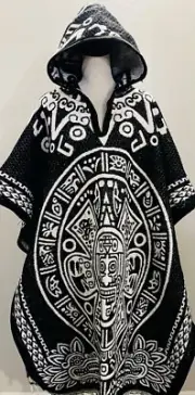 Mexican Double Sided PONCHO Aztec Calendar Poncho Mexicano Calendario Azteca