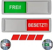 Sliding Sign with "FREI! - BESETZT!", 1 Piece, 175 x 50 x 7.5 mm, Sign with Magnetic Back or for Gluing, Free Occupied Sign for Indoor and Outdoor Use, Door Sign Waiting Room, Room Status