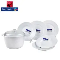 在飛比找PChome商店街優惠-Luminarc樂美雅-純白時尚3L耐熱鍋+餐具五件組