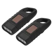 Hand Crank Solar Powered Flashlight, 2 Pcs Rechargeable LED Flashlight, Black