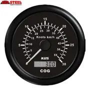 12V / 24V 85mm KUS GPS Speedo Gauge Black 0-30 Knots with GPS Receiver