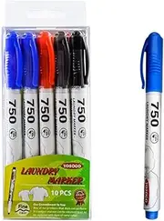 Yosogo Permanent Fabric Marker Pens (3 Colors) - Pack of 10 Non-Toxic Long Lasting Fast Drying High Performance Stationery Essential Laundry Markers for School and Work