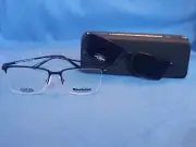 New Revolution Eyeglass Frame w/ Magnetic Sun Clip Gregory Navy Titanium 55-17