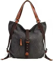 [VZVABAG] Women's Handbag Backpack Women Shoulder Bag Canvas Shopper Bag Vintage Backpack Handbag Adjustable Shoulder Straps