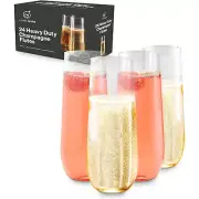 JumblWare 24 Stemless Disposable Plastic Champagne Flutes (9-oz.), Clear