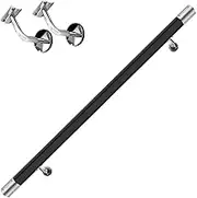Wooden Handrail for Stairs Indoor Black Round Wood Stair Handrail Non-Slip Elderly Wall Mounted Support Rod Complete Kit 2M/2.5M/3M/3.5M/4M/280Cm