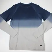 RVCA Men's Undertone Raglan Top in Gray & Blue Color and size Small NWT MSRP $48
