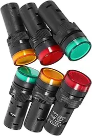 Anneome 6Pcs LED Panel Mount Indicator Lights Green Red Yellow Signal Lamps with Insulated Thickened Base for Circuit Protection and Extended Lifespan