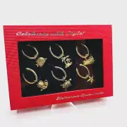 Set Of 6 Sterling Silver .925 & Wine Glass Drink Charm Tags ISLANDS SERIES A