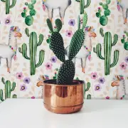 Lama removable wallpaper Animals wall mural Cacti decor self-adhesive