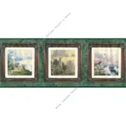 Thomas Kinkade Lighthouse in Ornate Frames Green Trim Wallpaper Border 10.25" W