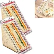 2 Sandwich Wedge Box - Clear Triangle Sandwich Box | Sandwich Box Container Triangle | Sandwich Storage Box Triangle Reusable | Sandwich Box Ideal for Food Packaging/Lunch Box/Bakery, 15x6x7CM