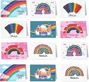 Thank You Cards Set: 12 Sheets Thank You Blank Gift Card with Envelopes and Stickers,Watercolour Design, Greeting Cards for Family, Kids, Friends and Office