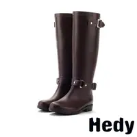 在飛比找ETMall東森購物網優惠-【Hedy】個性韓版釦飾時尚高筒防滑耐磨雨靴 棕