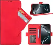 GoshukunTech Phone Cover for iPhone 16 Pro Max,for iPhone 16 Pro Max Wallet Case[ 5 Card Slots Leather Wallet ] Soft TPU Inner Case Flip Cover Stand Feature -Red