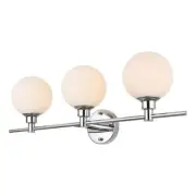 Living District Cordelia 3-Light Iron/Glass Bath Sconce in Chrome/Frosted White