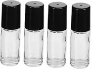 OFFIGAM 4Pcs Refillable Portable Essential Oil Bottle Leak Black Transparent Roll Beads for Travel and Home Use Sample Containers