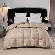 Goose Feather Down Comforter - Luxury Jacquard Down Duvet Insert - Lightweight Extra-Soft Fluffy Bed Comforters for Sleeper, 700 Fill Power, 3D Baffle Box Construction,Filled 1600g,200x230CM