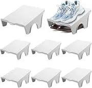 Shoe Stacker Non-Slip Shoe Slots, Pack of 8 Shoe Slots Organiser, Double Layer Shoe Rack, Shoe Organiser, Shoe Holder, Space Saving for Entrance, Hallway, Bedroom, 25 x 22 x 11.5 cm