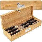 Upgraded Combination Lock Bamboo Locking Kitchen Knife Storage – Secure & Eco-Friendly Wooden Knife Box with Improved Quality, Fits in Drawers & Keeps Knives Safe