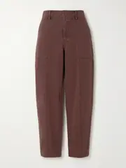 [APIECE APART] APIECE APART - Mera Cotton-twill Tapered Pants - Brown - US0 US 0 Brown