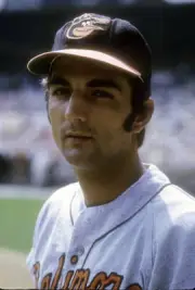 Mark Belanger Of The Baltimore Orioles Looks On 2 Old Photo
